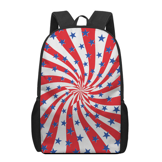 Swirl American Patriotic Star Print 17 Inch Backpack