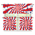 Swirl American Patriotic Star Print 3 Piece Kitchen Curtains