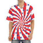 Swirl American Patriotic Star Print Aloha Shirt