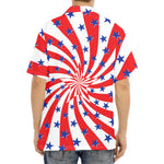 Swirl American Patriotic Star Print Aloha Shirt