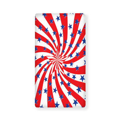 Swirl American Patriotic Star Print Baby Crib Sheet