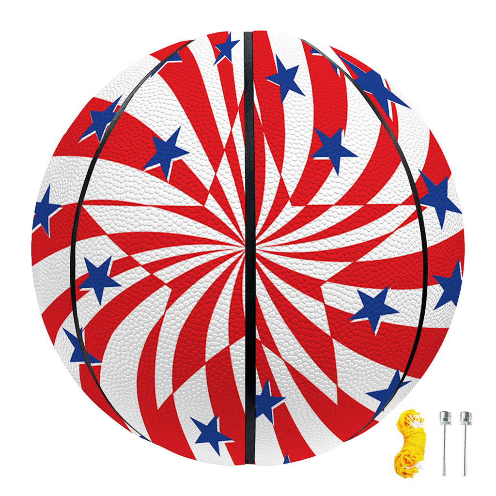 Swirl American Patriotic Star Print Basketball