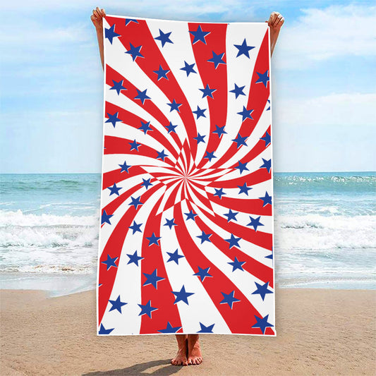 Swirl American Patriotic Star Print Beach Towel