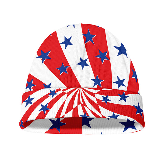 Swirl American Patriotic Star Print Beanie