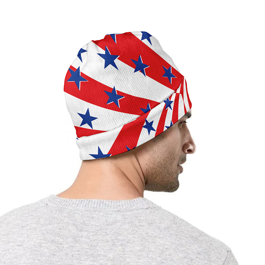 Swirl American Patriotic Star Print Beanie