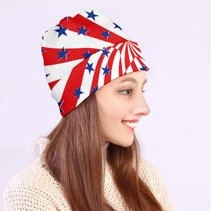Swirl American Patriotic Star Print Beanie