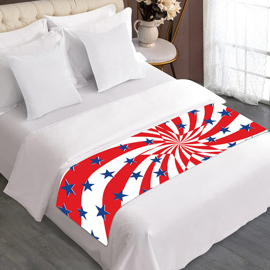 Swirl American Patriotic Star Print Bed Runner