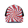 Swirl American Patriotic Star Print Black Mesh Trucker Hat