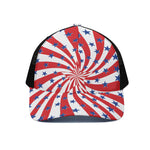 Swirl American Patriotic Star Print Black Mesh Trucker Cap