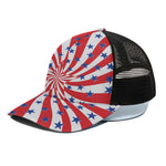 Swirl American Patriotic Star Print Black Mesh Trucker Cap