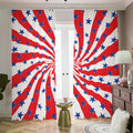 Swirl American Patriotic Star Print Dimout Pencil Pleat Curtains