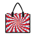 Swirl American Patriotic Star Print Canvas Tote Bag