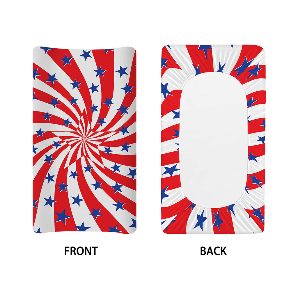 Swirl American Patriotic Star Print Changing Pad Cover