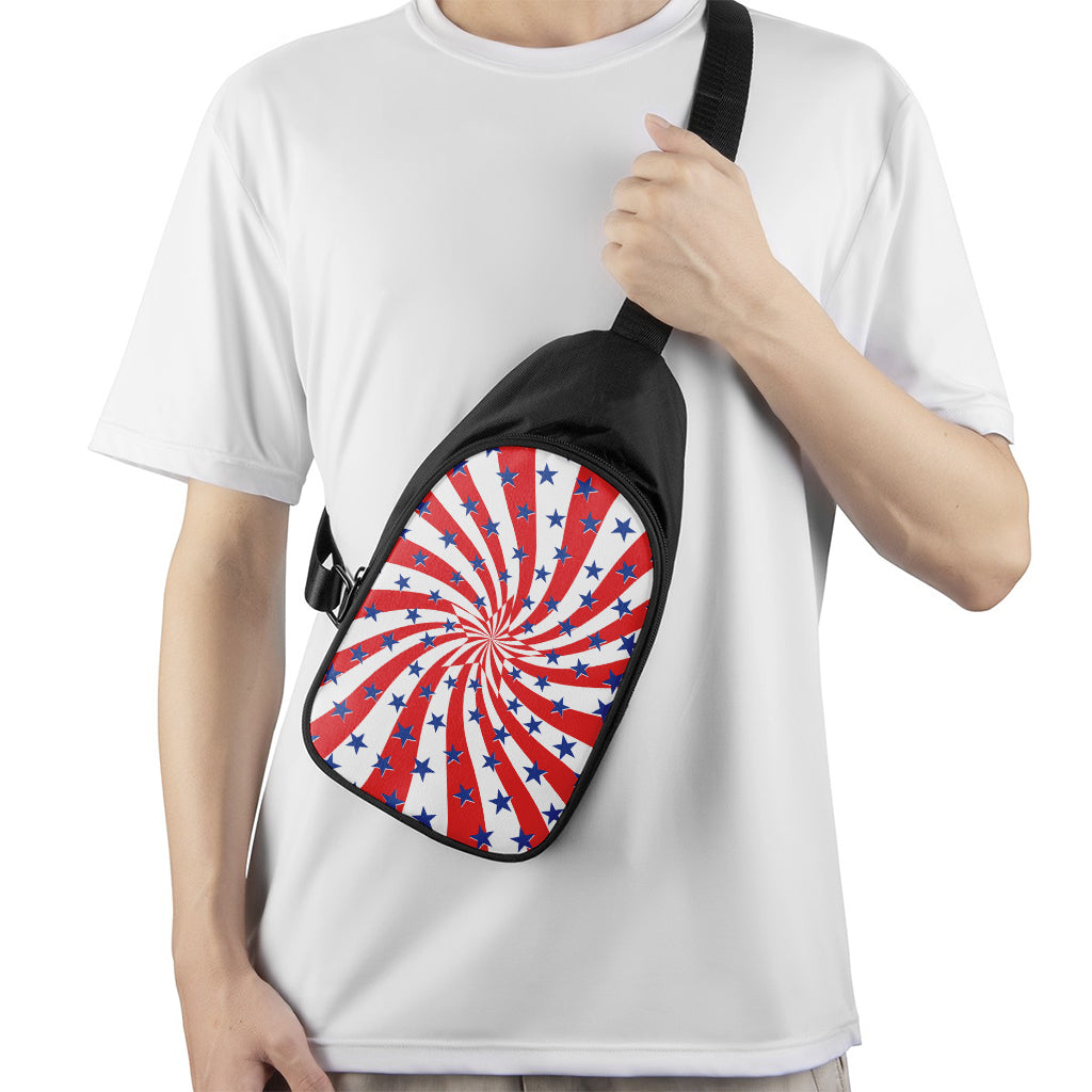 Swirl American Patriotic Star Print Chest Bag