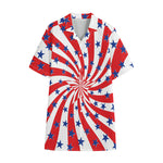 Swirl American Patriotic Star Print Cotton Hawaiian Shirt