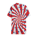 Swirl American Patriotic Star Print Cotton Hawaiian Shirt