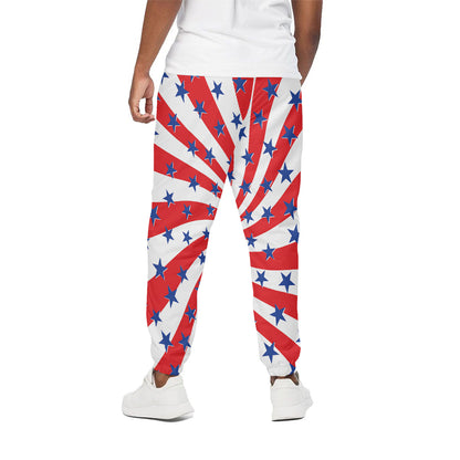 Swirl American Patriotic Star Print Cotton Pants