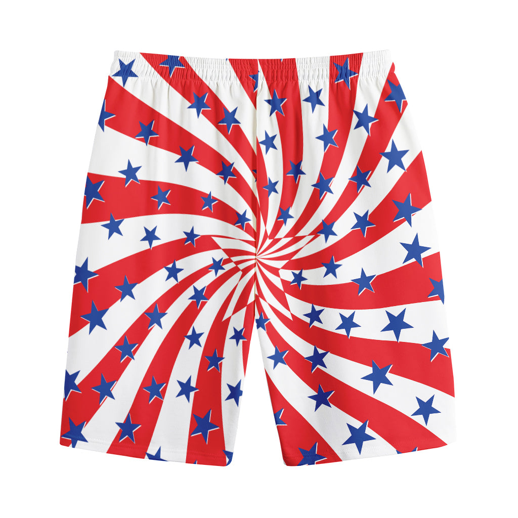 Swirl American Patriotic Star Print Cotton Shorts
