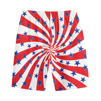 Swirl American Patriotic Star Print Cotton Shorts