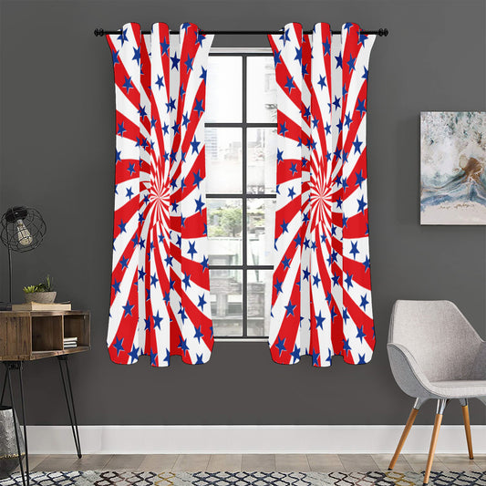 Swirl American Patriotic Star Print Curtain
