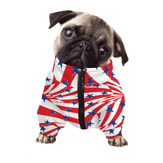 Swirl American Patriotic Star Print Dog Zip Up Jacket