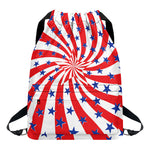 Swirl American Patriotic Star Print Drawstring Backpack