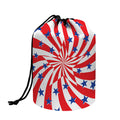 Swirl American Patriotic Star Print Drawstring Makeup Bag