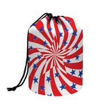 Swirl American Patriotic Star Print Drawstring Makeup Bag