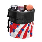 Swirl American Patriotic Star Print Drawstring Makeup Bag