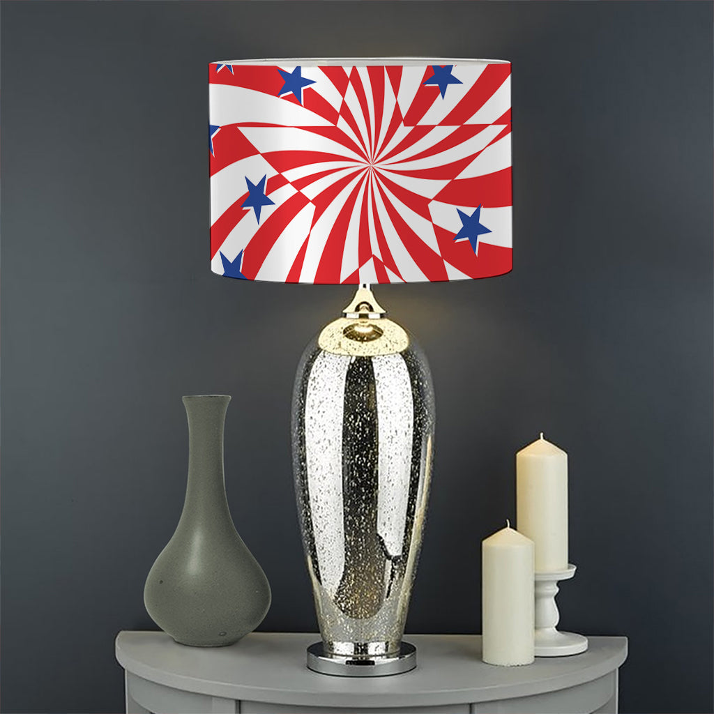 Swirl American Patriotic Star Print Drum Lamp Shade