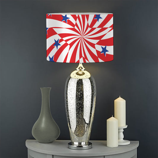 Swirl American Patriotic Star Print Drum Lamp Shade