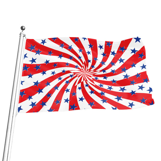 Swirl American Patriotic Star Print Flag
