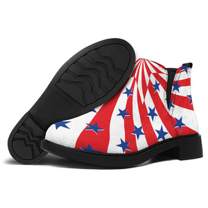 Swirl American Patriotic Star Print Flat Ankle Boots