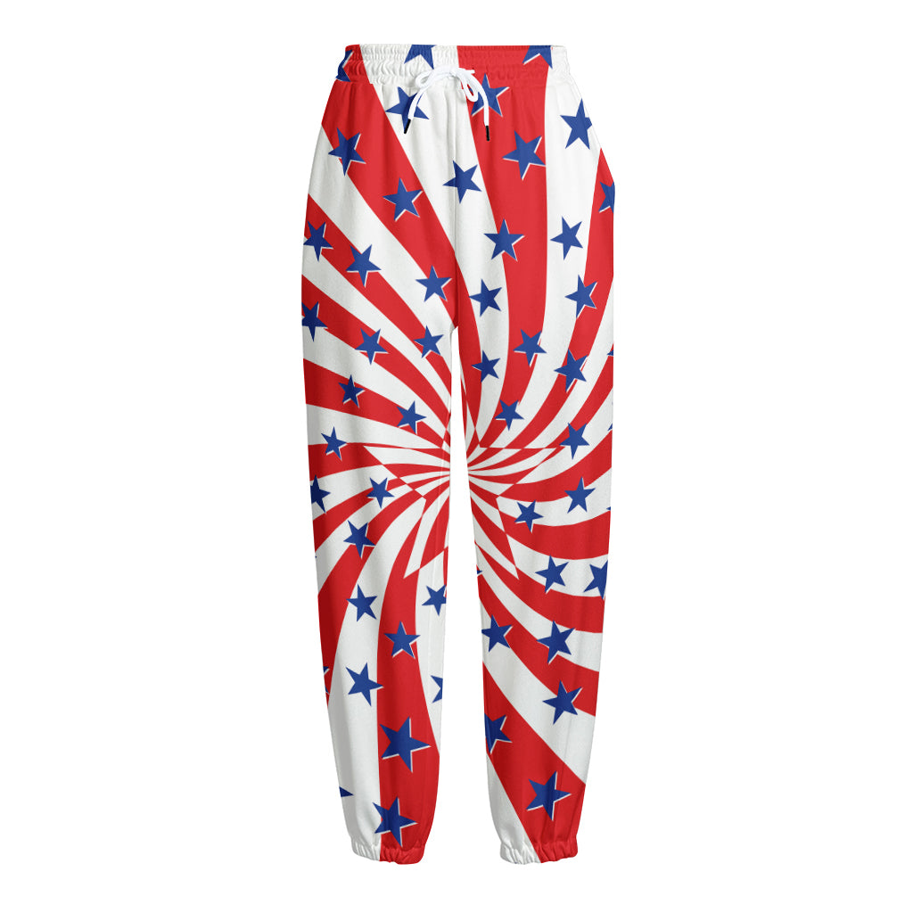 Swirl American Patriotic Star Print Fleece Lined Knit Pants
