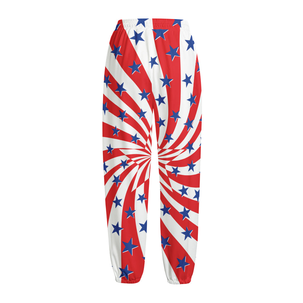 Swirl American Patriotic Star Print Fleece Lined Knit Pants
