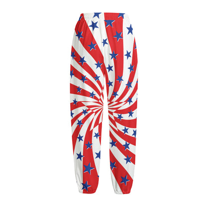 Swirl American Patriotic Star Print Fleece Lined Knit Pants