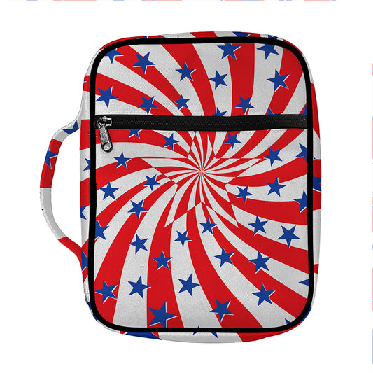 Swirl American Patriotic Star Print Front Pocket Bible Bag