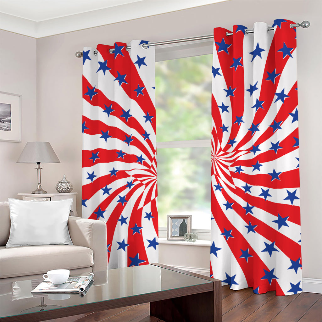 Swirl American Patriotic Star Print Grommet Curtains