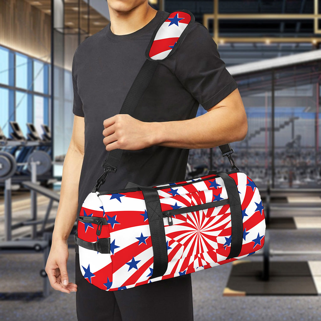 Swirl American Patriotic Star Print Gym Bag