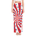Swirl American Patriotic Star Print High Slit Maxi Skirt