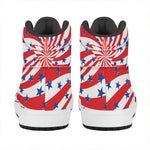 Swirl American Patriotic Star Print High Top Leather Sneakers