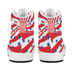 Swirl American Patriotic Star Print High Top Leather Sneakers