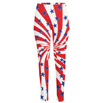 Swirl American Patriotic Star Print High-Waisted Pocket Leggings