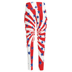 Swirl American Patriotic Star Print High-Waisted Pocket Leggings