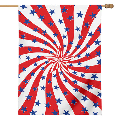 Swirl American Patriotic Star Print House Flag