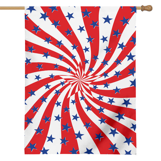 Swirl American Patriotic Star Print House Flag