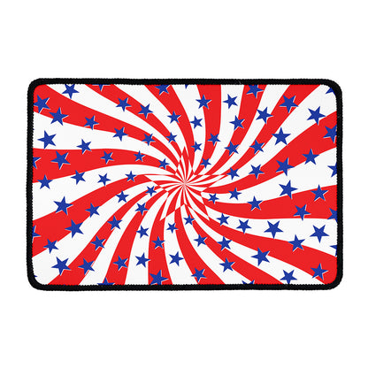 Swirl American Patriotic Star Print Kitchen Mat