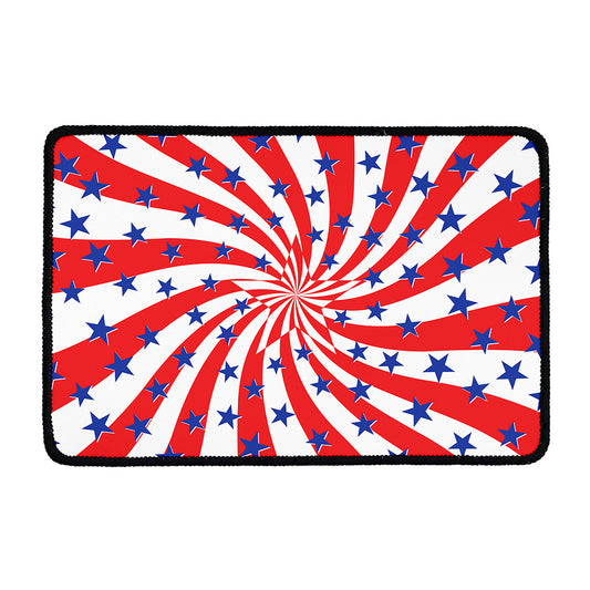 Swirl American Patriotic Star Print Kitchen Mat