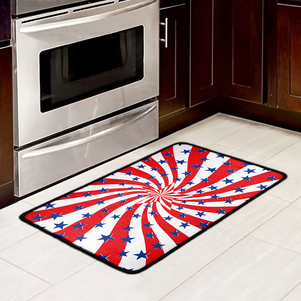Swirl American Patriotic Star Print Kitchen Mat