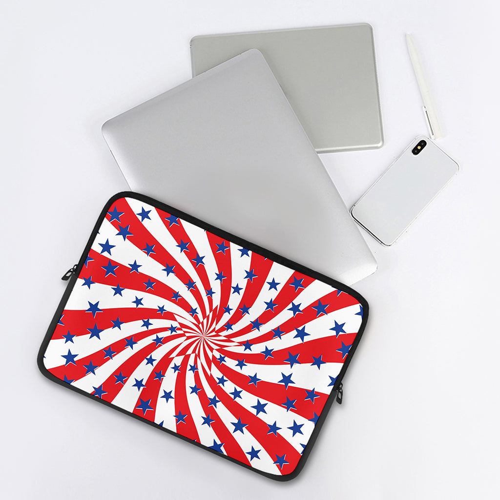 Swirl American Patriotic Star Print Laptop Sleeve